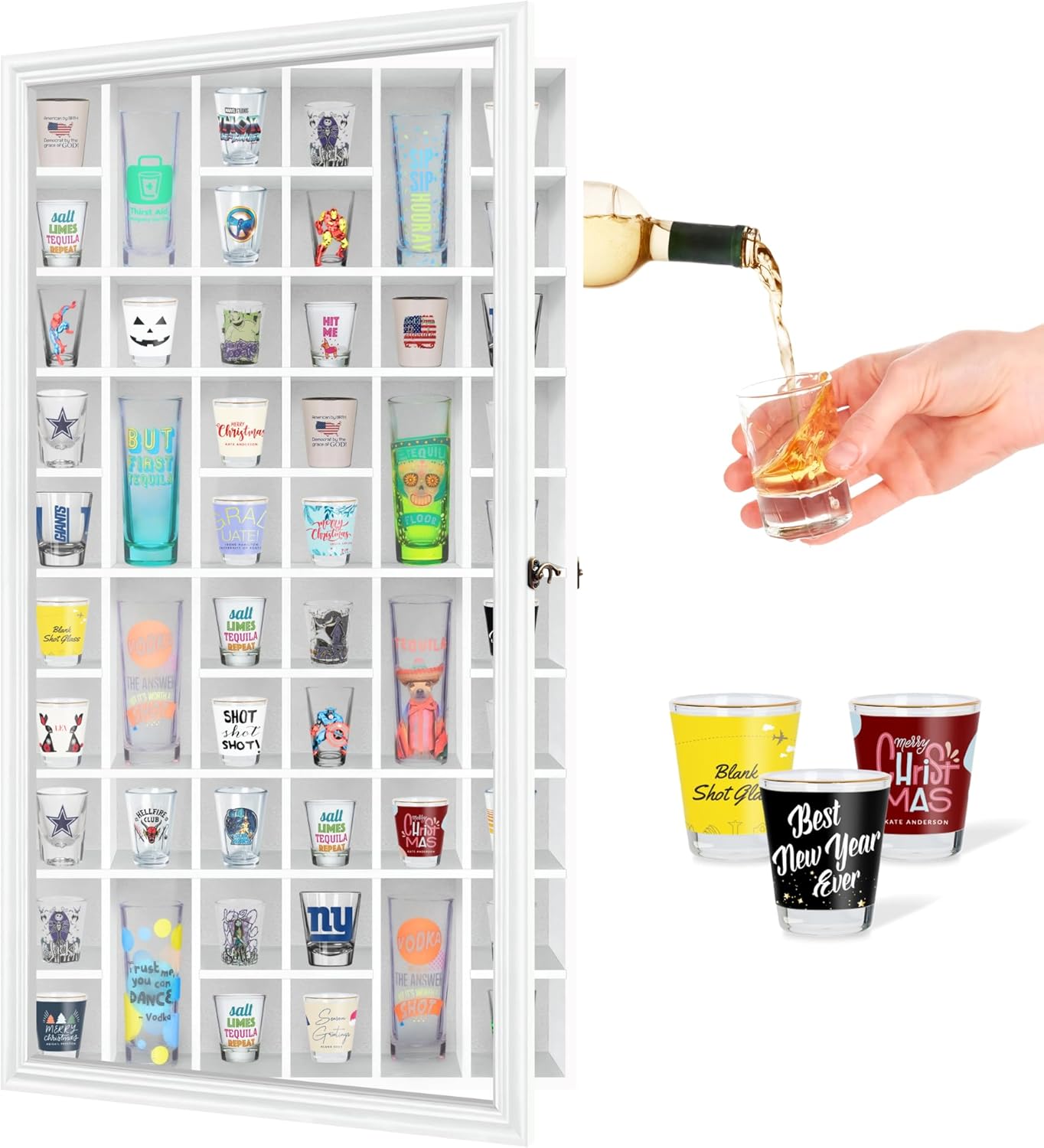 Solid Wood Shot Glass Display  - Glass Cabinet Display のレビューと価格