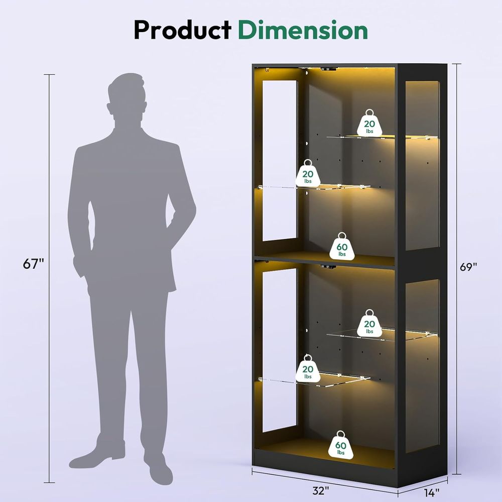 69 LED-Lit Glass Display Cabin - Glass Cabinet Display のレビューと価格