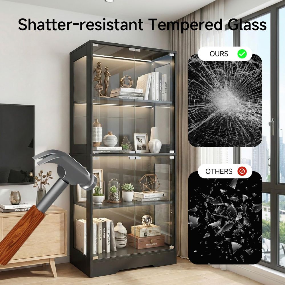 Dual-Tier Glass Display Cabine - Glass Cabinet Display のレビューと価格