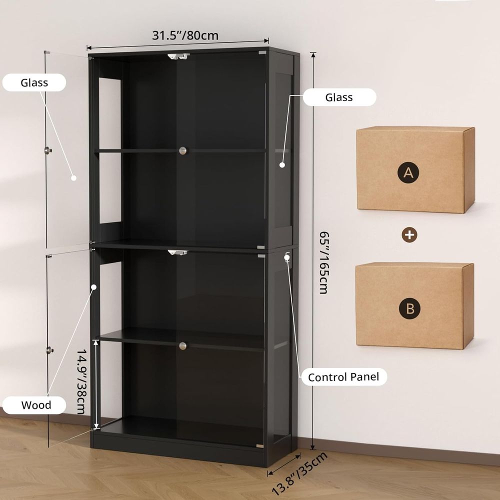 65 Glass Door Display Cabinet, - Glass Cabinet Display のレビューと価格