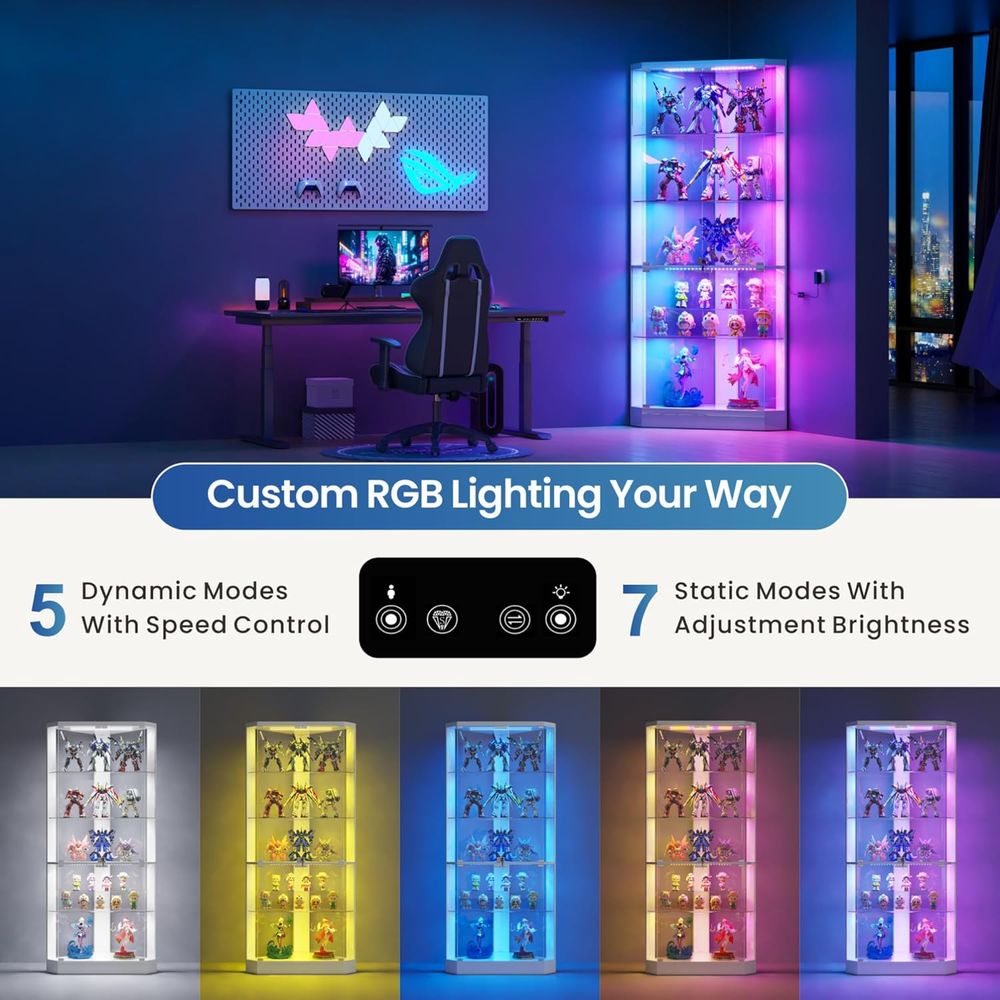 5-Tier White Display Cabinet w - Glass Cabinet Display のレビューと価格