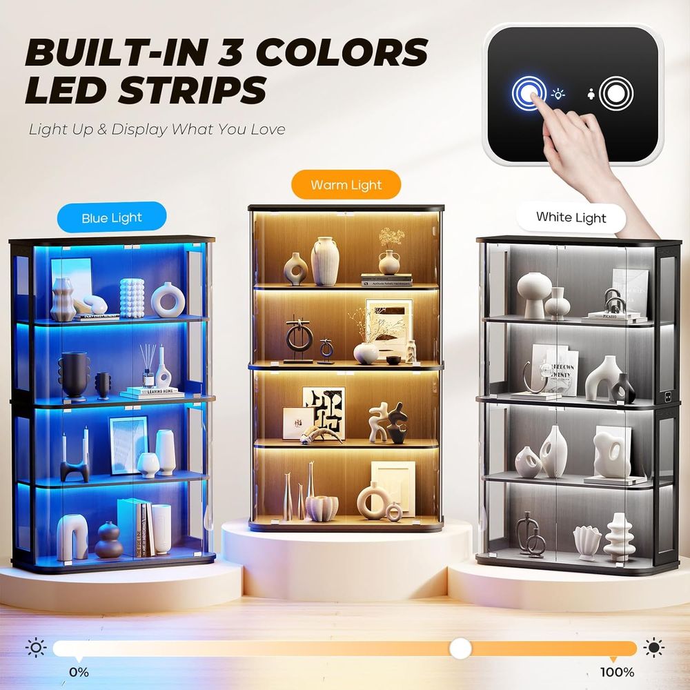 4-Tier Glass Display Cabinet w - Glass Cabinet Display のレビューと価格