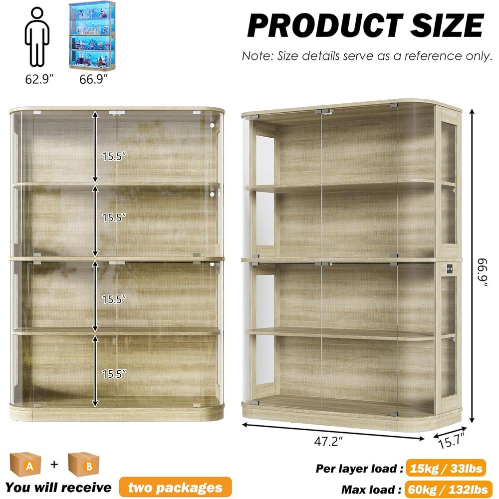 47.2 Glass-Door 4-Tier Display - Glass Cabinet Display のレビューと価格