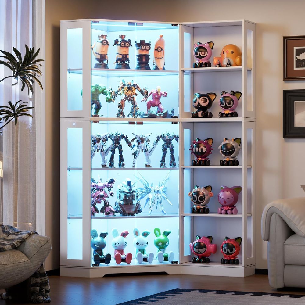 White LED-Illuminated Glass Di - Glass Cabinet Display のレビューと価格