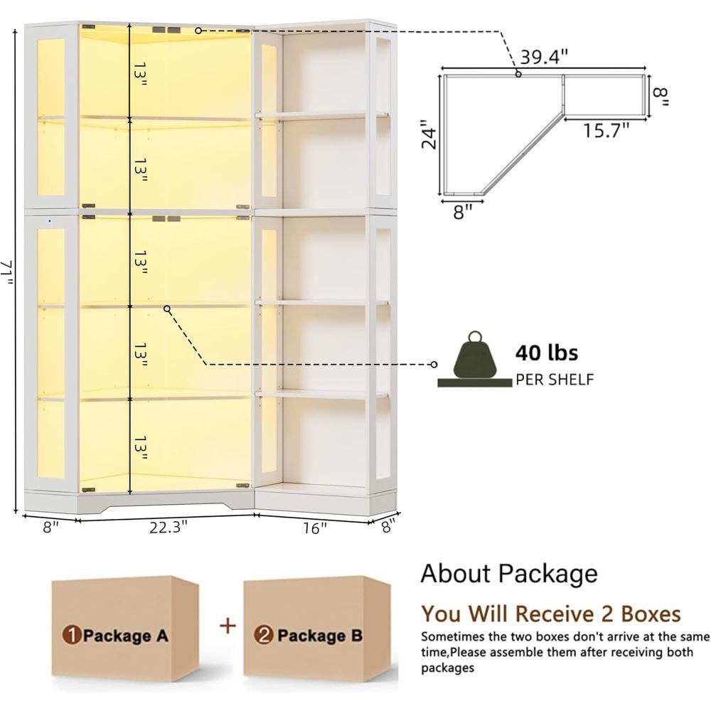 White LED-Illuminated Glass Di - Glass Cabinet Display のレビューと価格