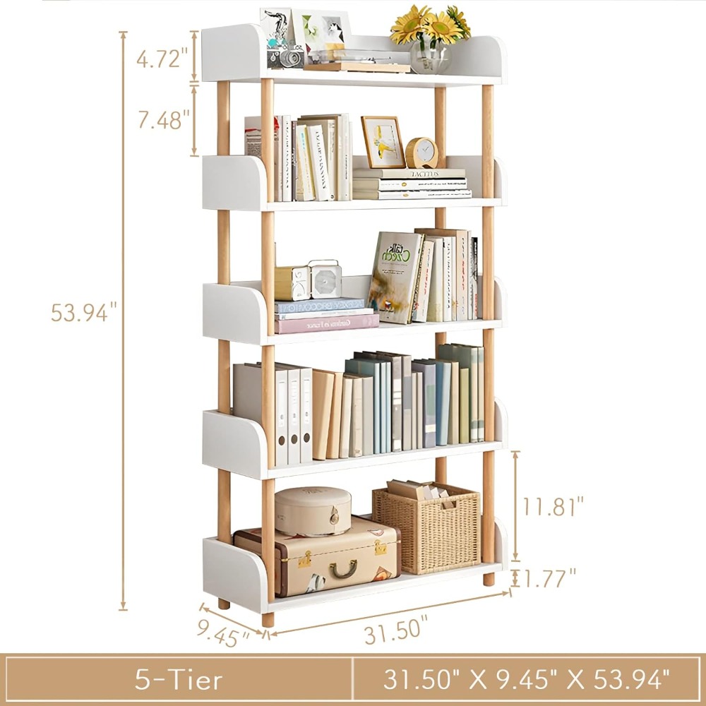 5-Tier Wooden Open Bookcase -  - Glass Cabinet Display のレビューと価格