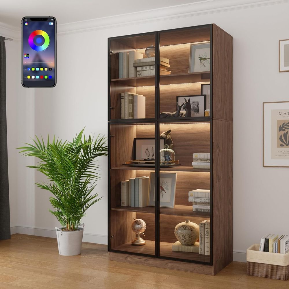 78.7 LED-lit 5-Tier Glass Door - Glass Cabinet Display のレビューと価格