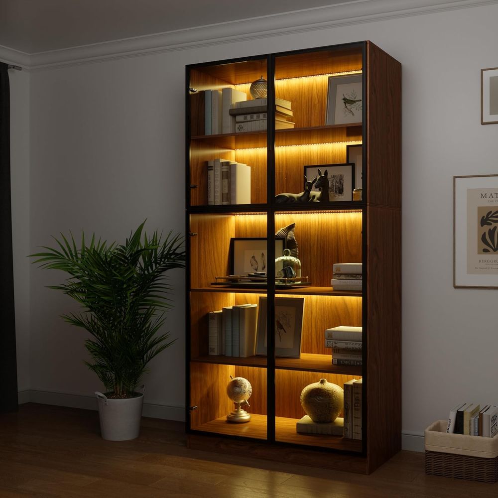 78.7 LED-lit 5-Tier Glass Door - Glass Cabinet Display のレビューと価格