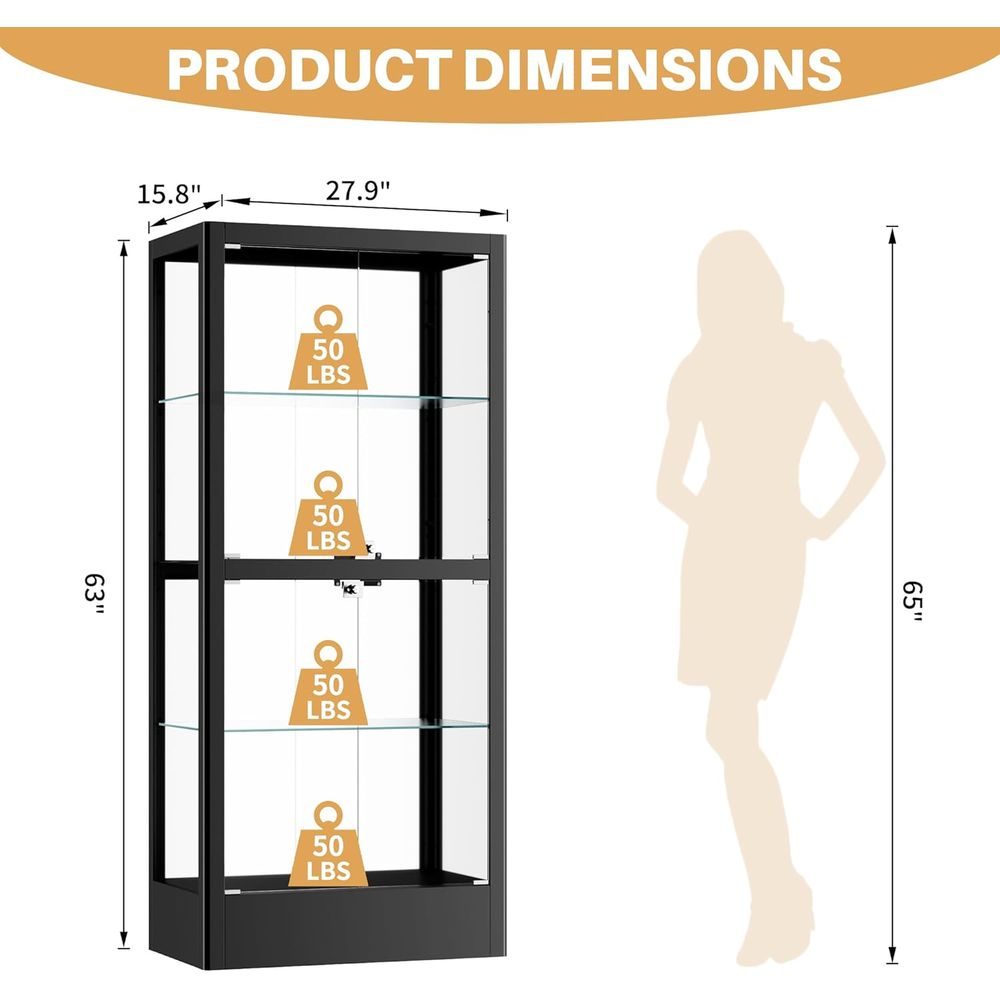 4-Sided Lockable Glass Display - Glass Cabinet Display のレビューと価格