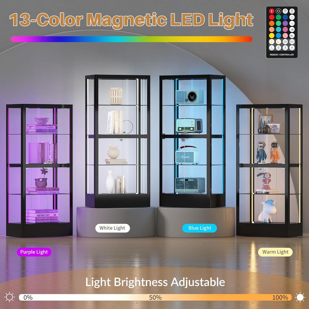 4-Sided Lockable Glass Display - Glass Cabinet Display のレビューと価格